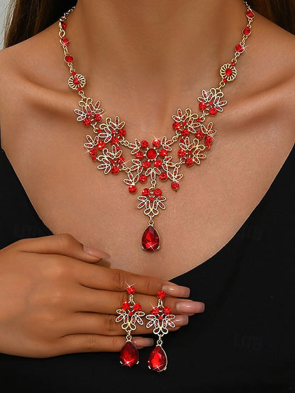 Jewelry and Tiara Elegant Silver Rhinestone Set – Women's