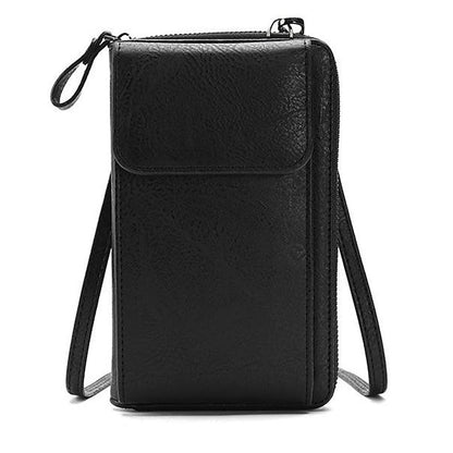 with Zipper Wallet Vintage Faux Crossbody Leather Women's