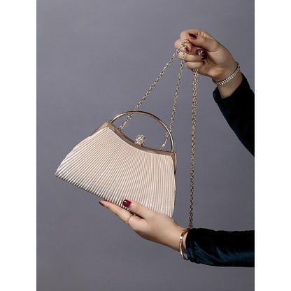 Elegant Velvet – Evening Clutch Pleated Women's Blue Navy