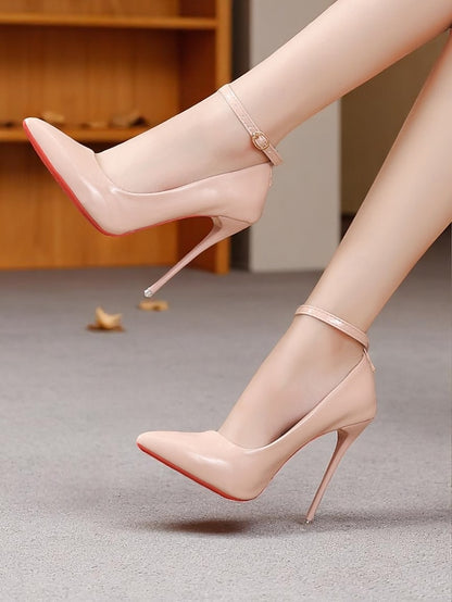 Stiletto Ankle with Women's Leather Heels Patent Black