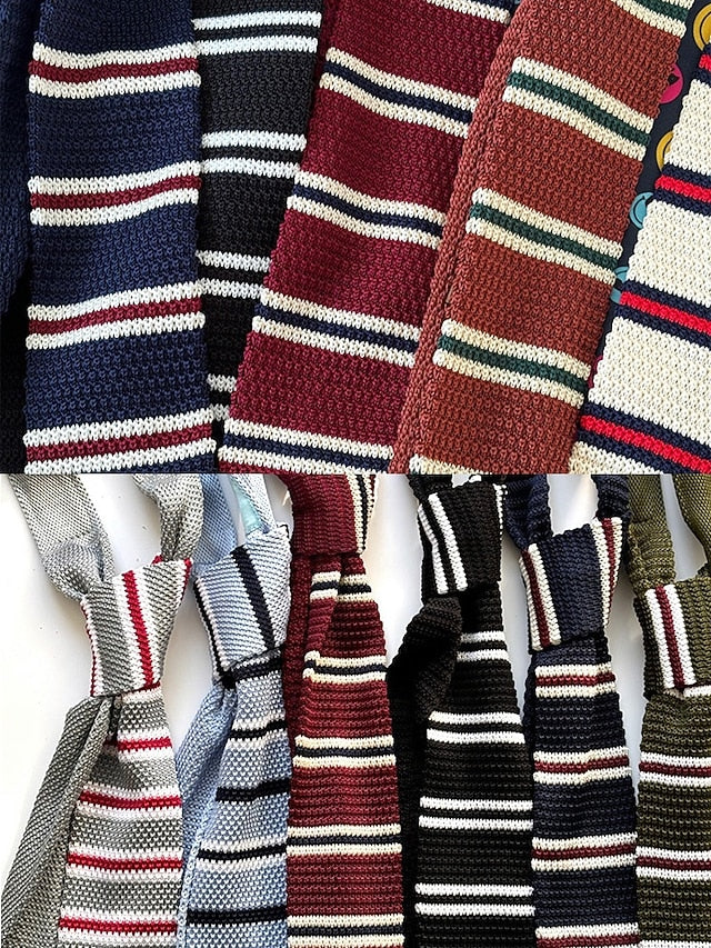 Men's Neck Stripe Woven Stylish Christmas Tie - Knit