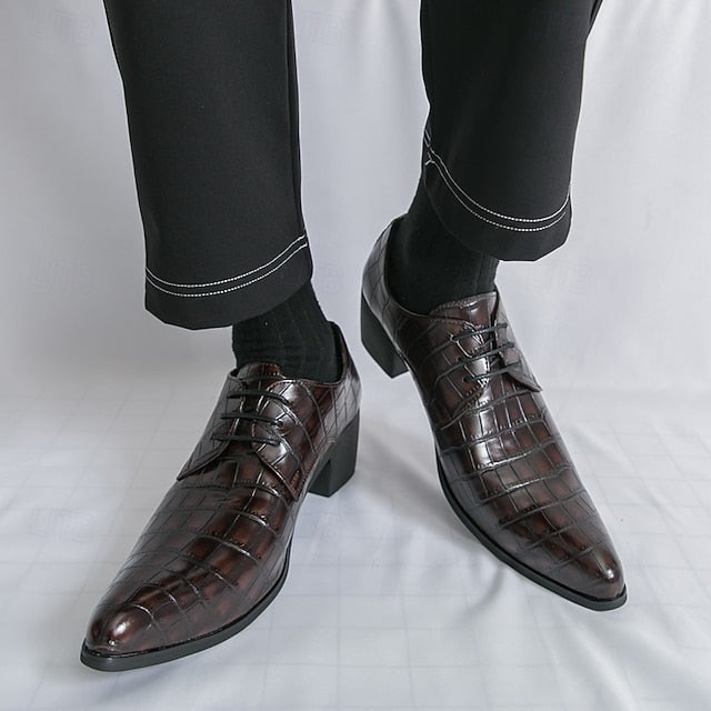 Pattern Faux Crocodile – Men's Red Shoes Leather