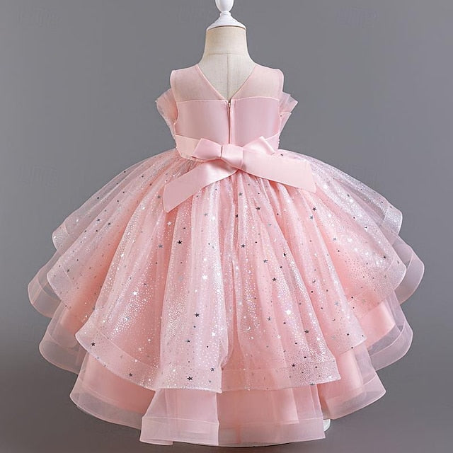 Flower Sequin Girls' Kids Sleeveless Girl Dress Party