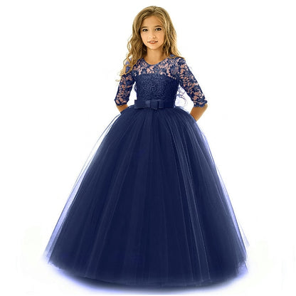 Kids Flower Girl Sleeve Dress Girls' Wedding Half