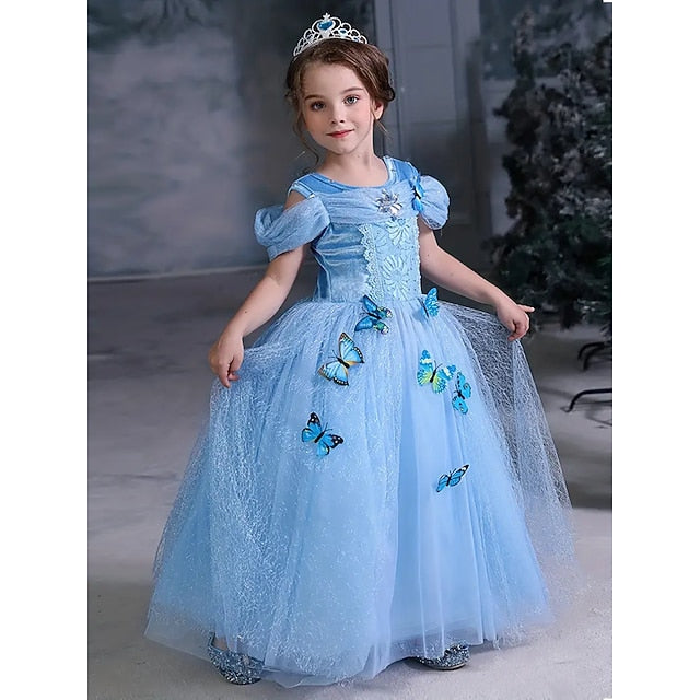 Party Elsa Tulle Dress Flower Frozen Girl Princess Theme Costume