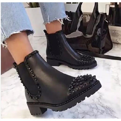 Boots Sole Chelsea Studded Ankle Chunky for – Women Black
