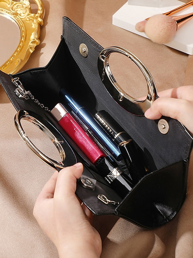 Clutch Gold Evening Round Handle Glamorous with Crystal –