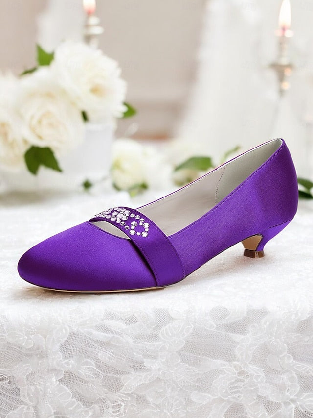 Satin with Heels Kitten Rhinestone Blue Women's