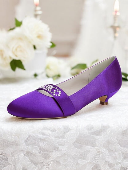 Satin with Heels Kitten Rhinestone Blue Women's