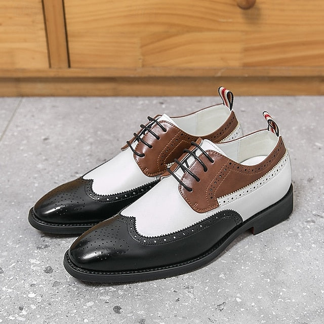 Brown with Men's Oxford and Shoes White Wingtip