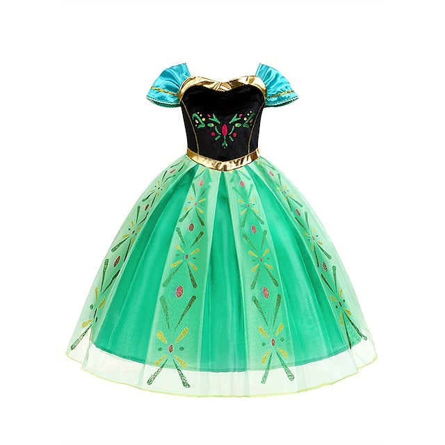 Frozen Princess Party Girl Flower Anna Fairytale Theme Dress