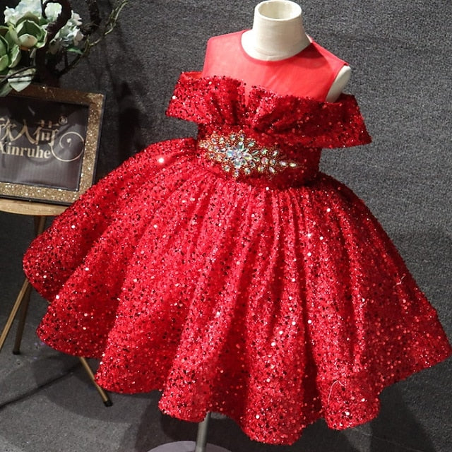 Short Dress Solid Color Sleeve Kids Girls' Party