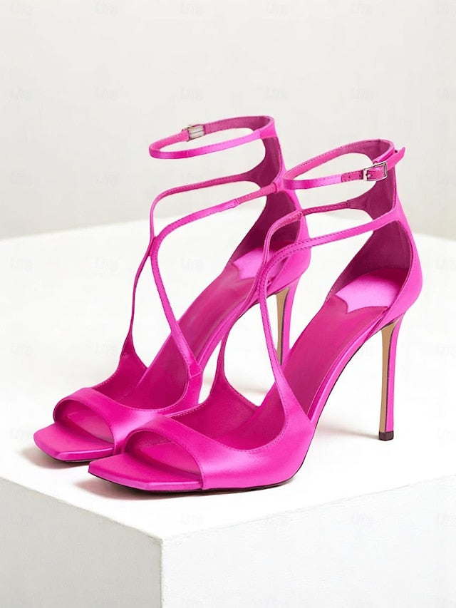 Satin Elegant Heels Crisscross - Stiletto Lavender Women's