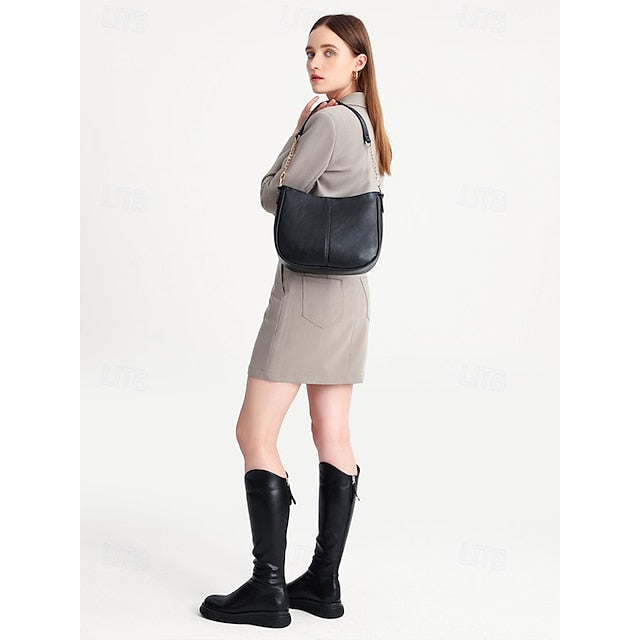 Bag Shoulder Leather Women's Chain Brown Gold Faux with