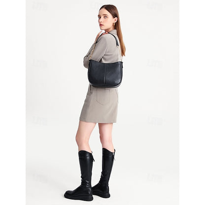 Bag Shoulder Leather Women's Chain Brown Gold Faux with