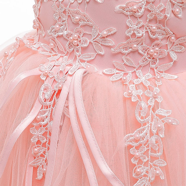 Kids Solid Dress Girls' Sleeveless Party Color