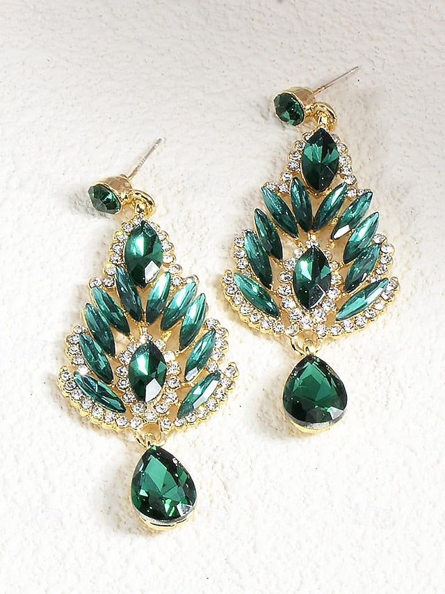 Crystal Drop Women's Earrings – Emerald Green