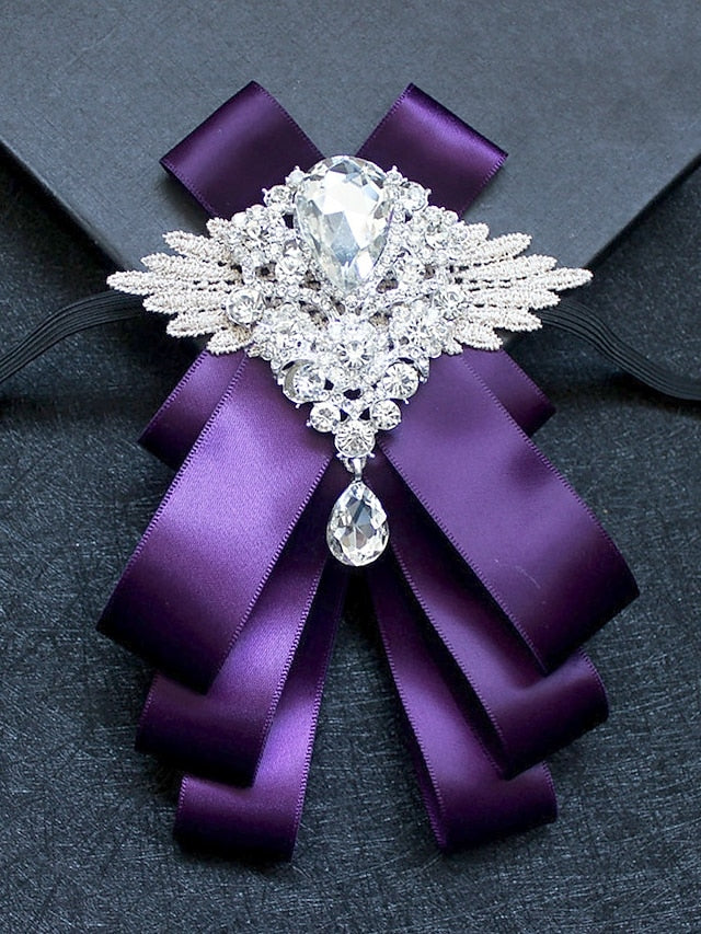 Bow Ribbon Luxury - Pin Crystal Elegant Brooch Tie Men's