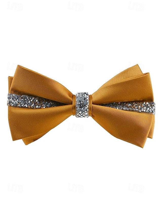 – Crystal Embellishment with Tie Elegant Satin Bow Burgundy