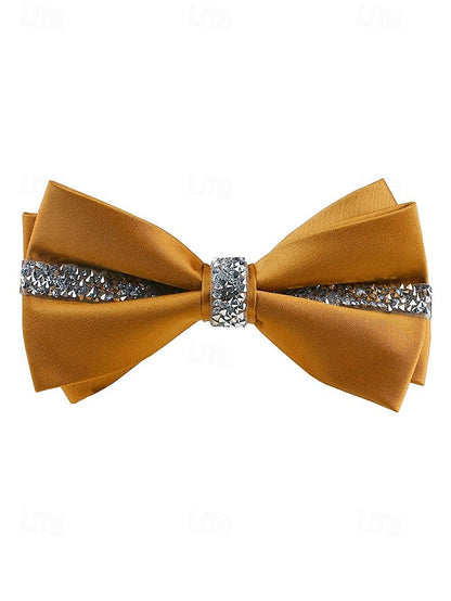 – Crystal Embellishment with Tie Elegant Satin Bow Burgundy