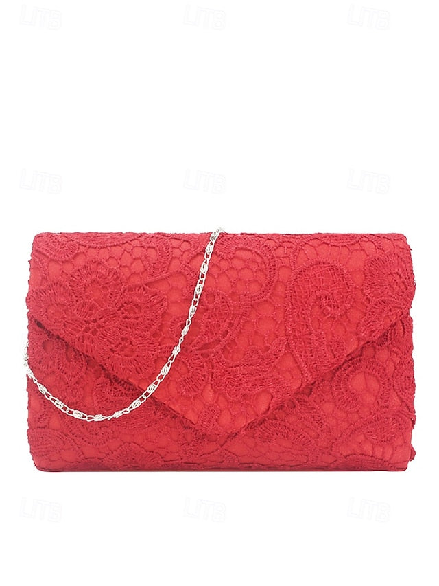 Lace with Chain Bag Women's Evening Strap Clutch