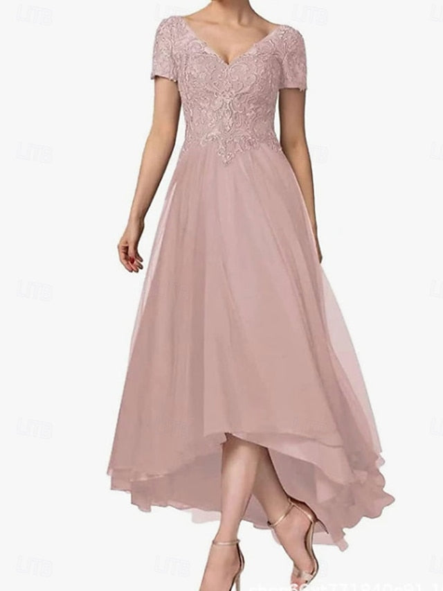 Mother Bride Asymmetrical the Elegant Neck V of Dress A-Line