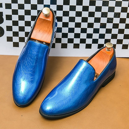 Gold Fashionable – Loafers Metallic Slip-On Men's Shiny