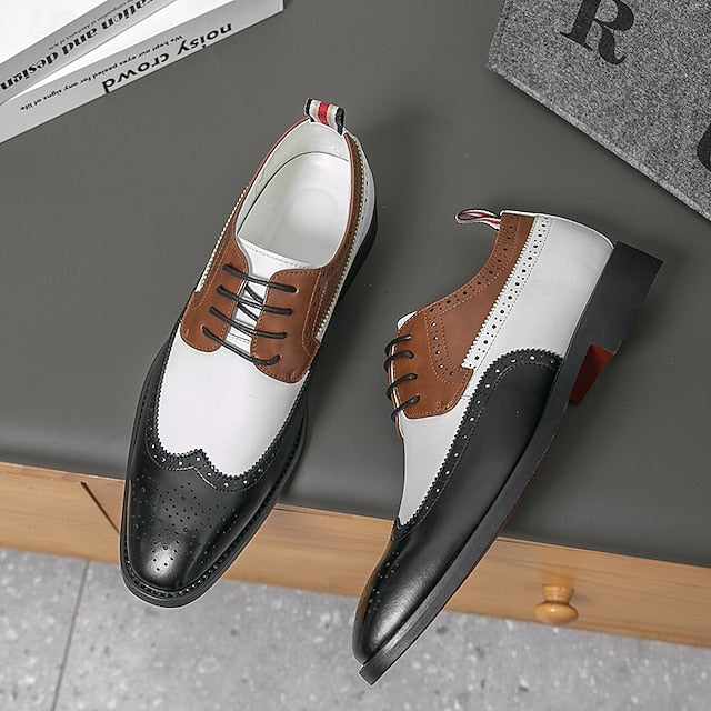 Brown with Men's Oxford and Shoes White Wingtip
