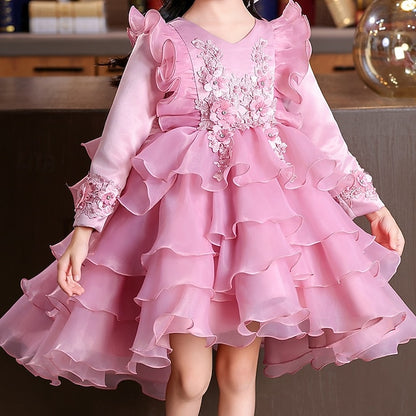 Kids Special Flower Sleeve Party Girls' Dress Wedding Long