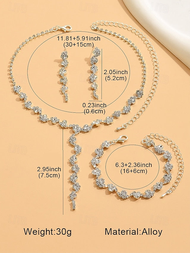 – Elegant Set Rhinestone Jewelry Necklace Gold