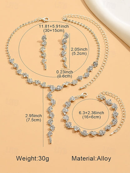 – Elegant Set Rhinestone Jewelry Necklace Gold