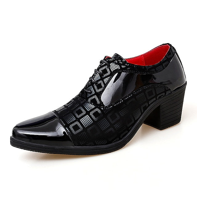 and Patent Oxford Red Block Heel Men's Shoes Black Leather