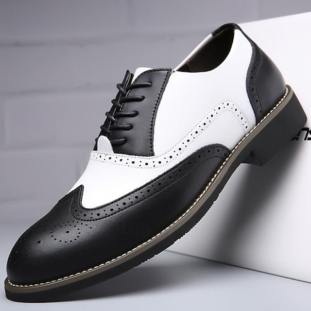 Men's in White Oxford Brogue Shoes Two-Tone Wingtip