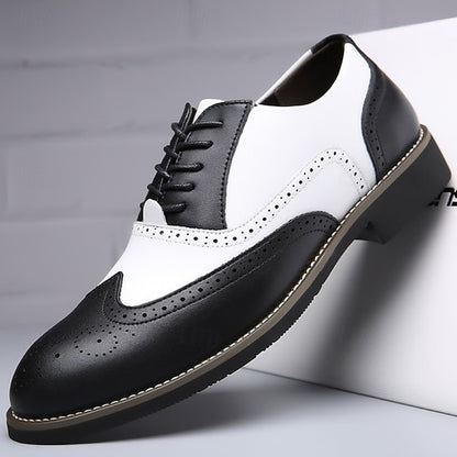 Men's in White Oxford Brogue Shoes Two-Tone Wingtip