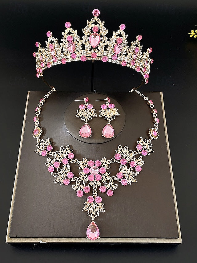 Jewelry and Tiara Elegant Silver Rhinestone Set – Women's