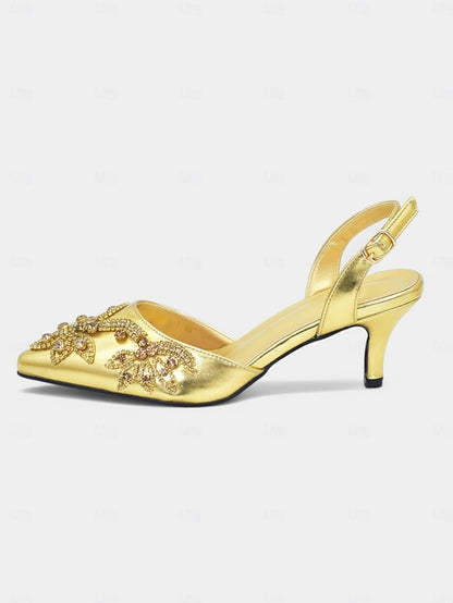 Slingback – with Handbag Matching Heels Embellished Gold