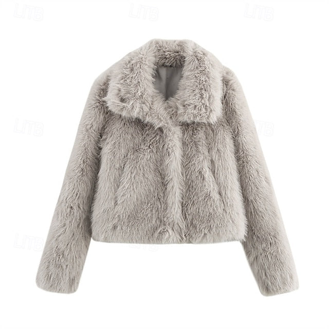 Women's Comfortable Buttons Furs Faux Warm Coat Fur