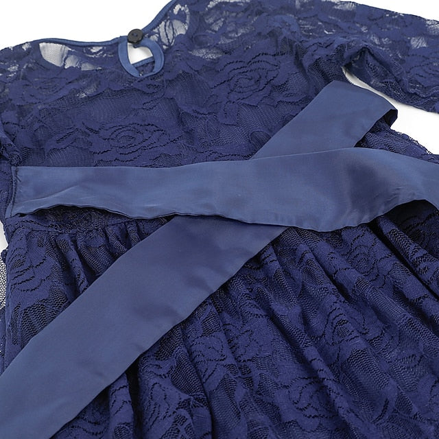 Girls' Flower Kids Solid Long Colored Girl Dress