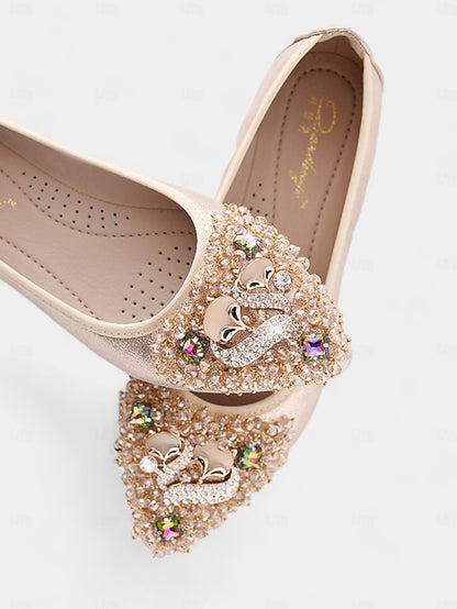 Women's Black Flats Rhinestone with Ballet Foldable