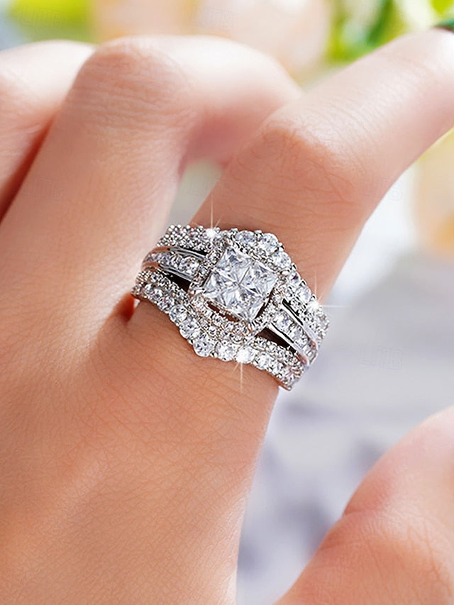 Zirconia Cubic Luxury Ring Wedding with Set