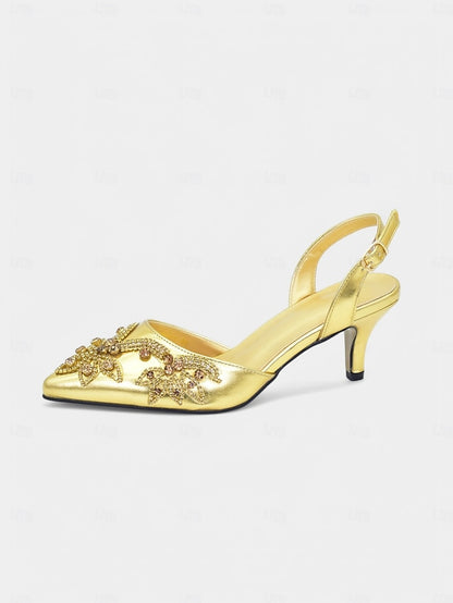 Slingback – with Handbag Matching Heels Embellished Gold