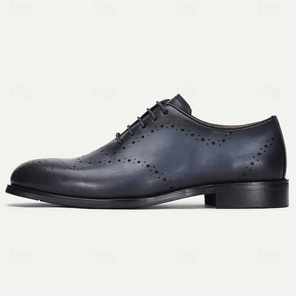 Men's Shoes Classic Oxford Cowhide Genuine Navy Blue