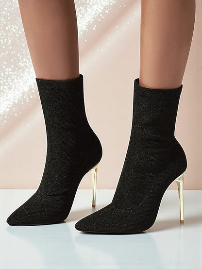 Print Pointed Ankle Leopard Sexy Boots Stiletto - Women's