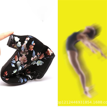 Floral for – Low Comfortable Shoes Lace-up Women Dance Black
