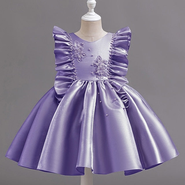 Sleeveless Dress Girls' Wedding Toddler Party Floral