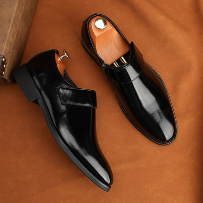 Leather Loafers Shoes Brown Slip-On Business Men's