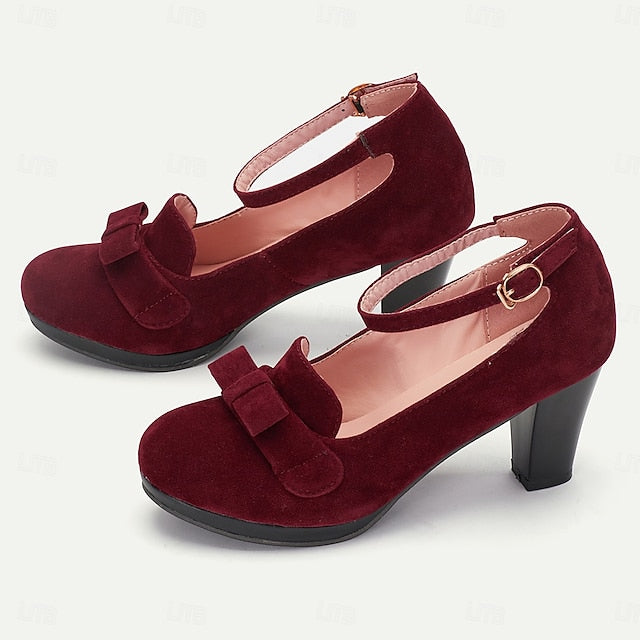 Green Jane Heels Bow Mary - with Suede Women's Detail