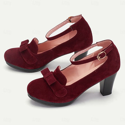 Green Jane Heels Bow Mary - with Suede Women's Detail