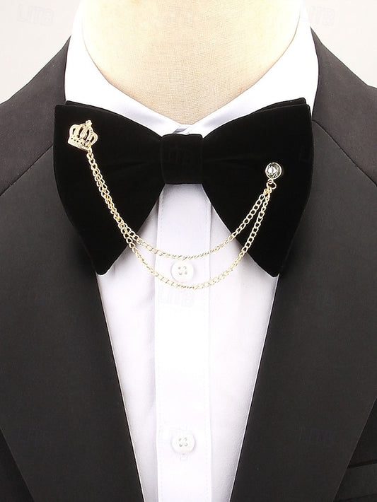 Detail Bow Crown Chain and with – Tie Men's Velvet