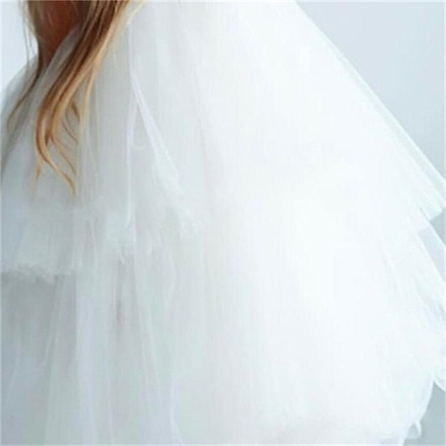 Mesh Party Sleeveless Dress Color Kids Wedding Girls' Solid